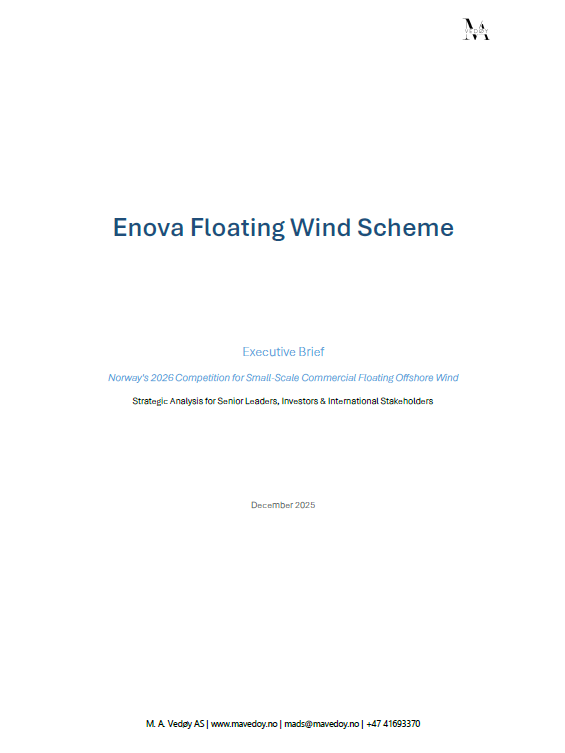 Enova 2026 Floating Wind Scheme — Executive Brief - NorthernBlue offshore wind brief report cover