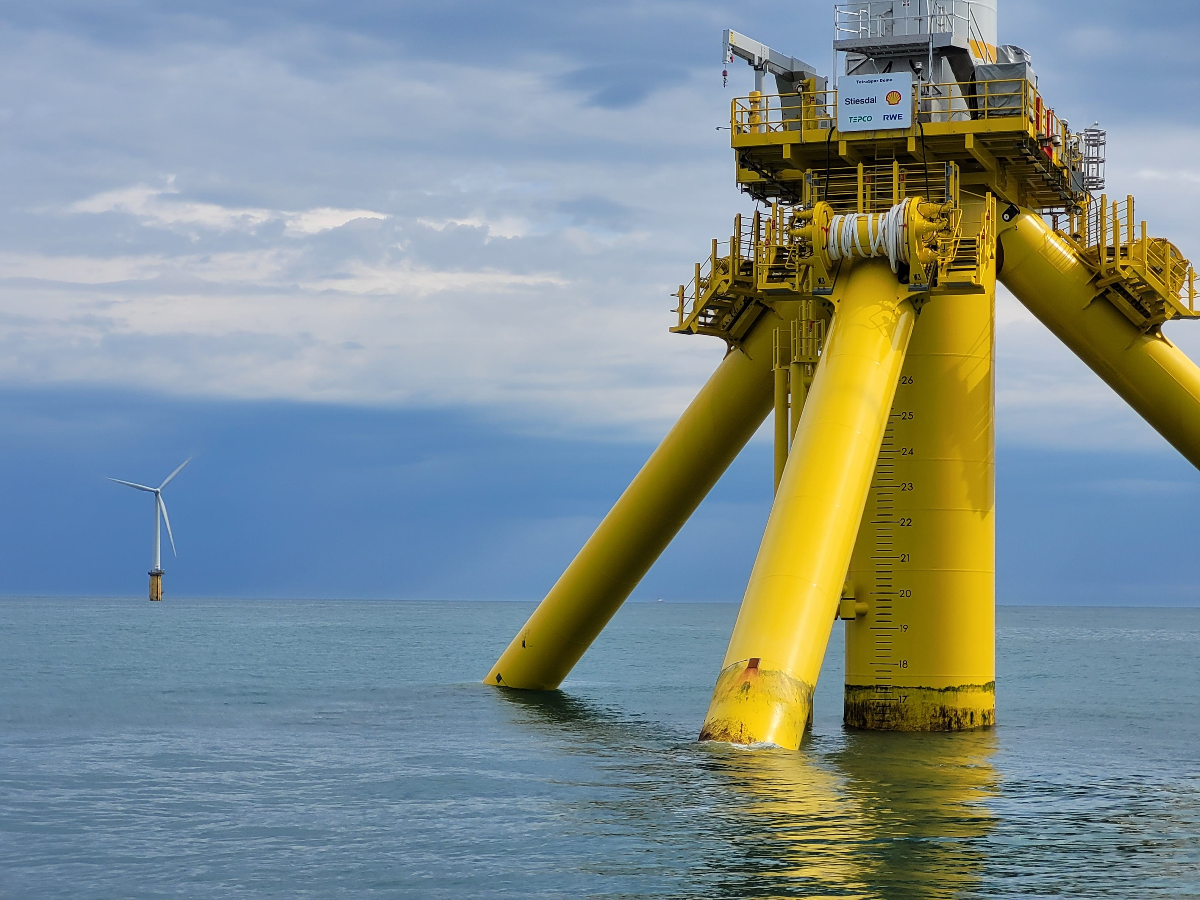 TetraSpar floating wind foundation up close